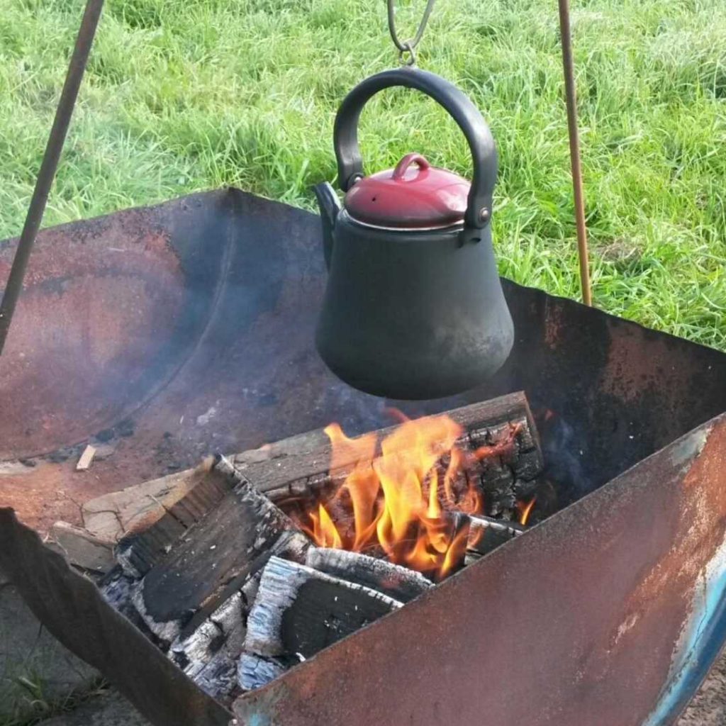 Image of kettle on the fire at Burscough Community Farm