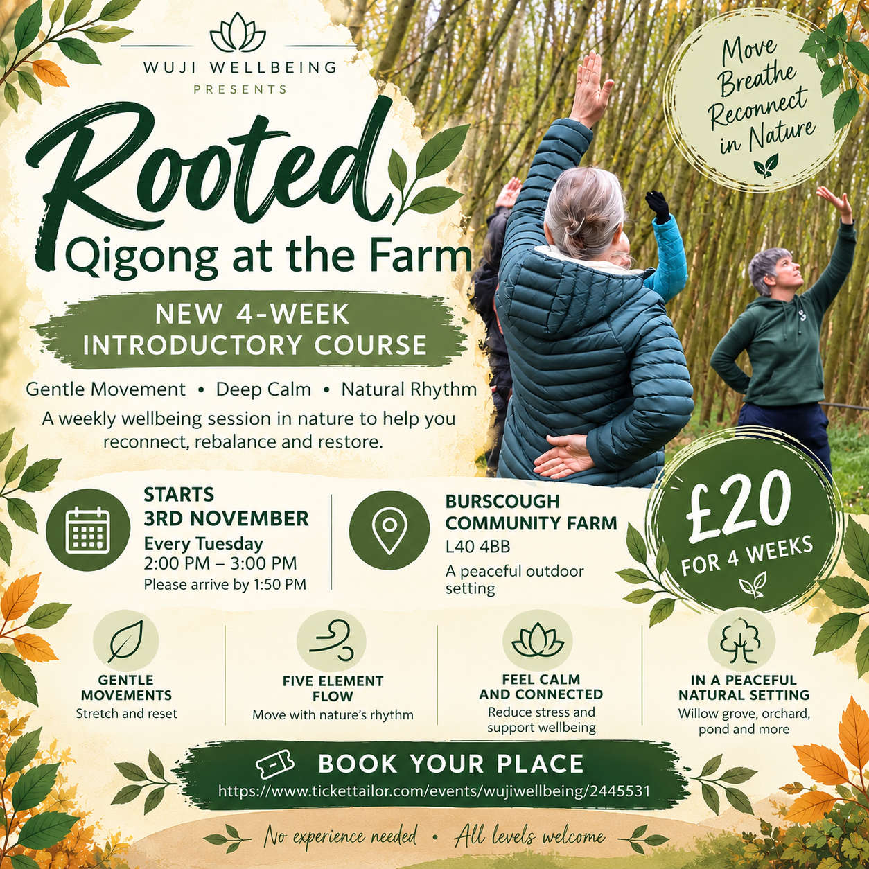 Wuji Wellbeing Qigong course flyer